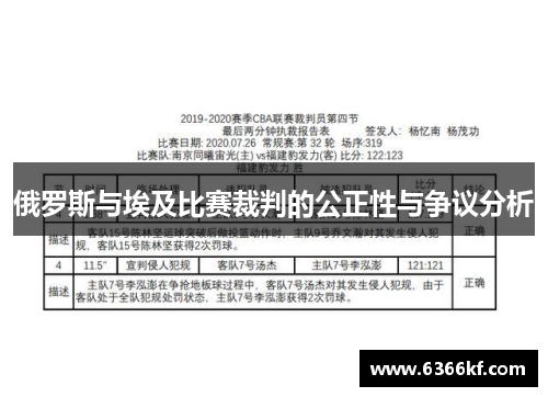 俄罗斯与埃及比赛裁判的公正性与争议分析
